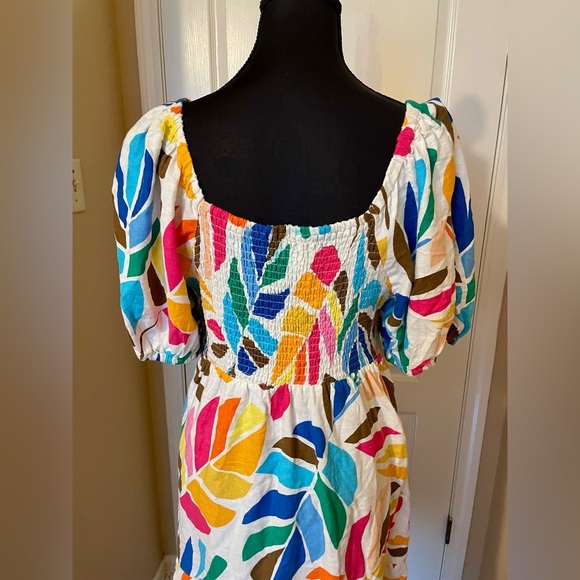 Tabitha Brown X Target Linen Blend Botanical Puff Sleeve Mini Dress Size M - Picture 4 of 9
